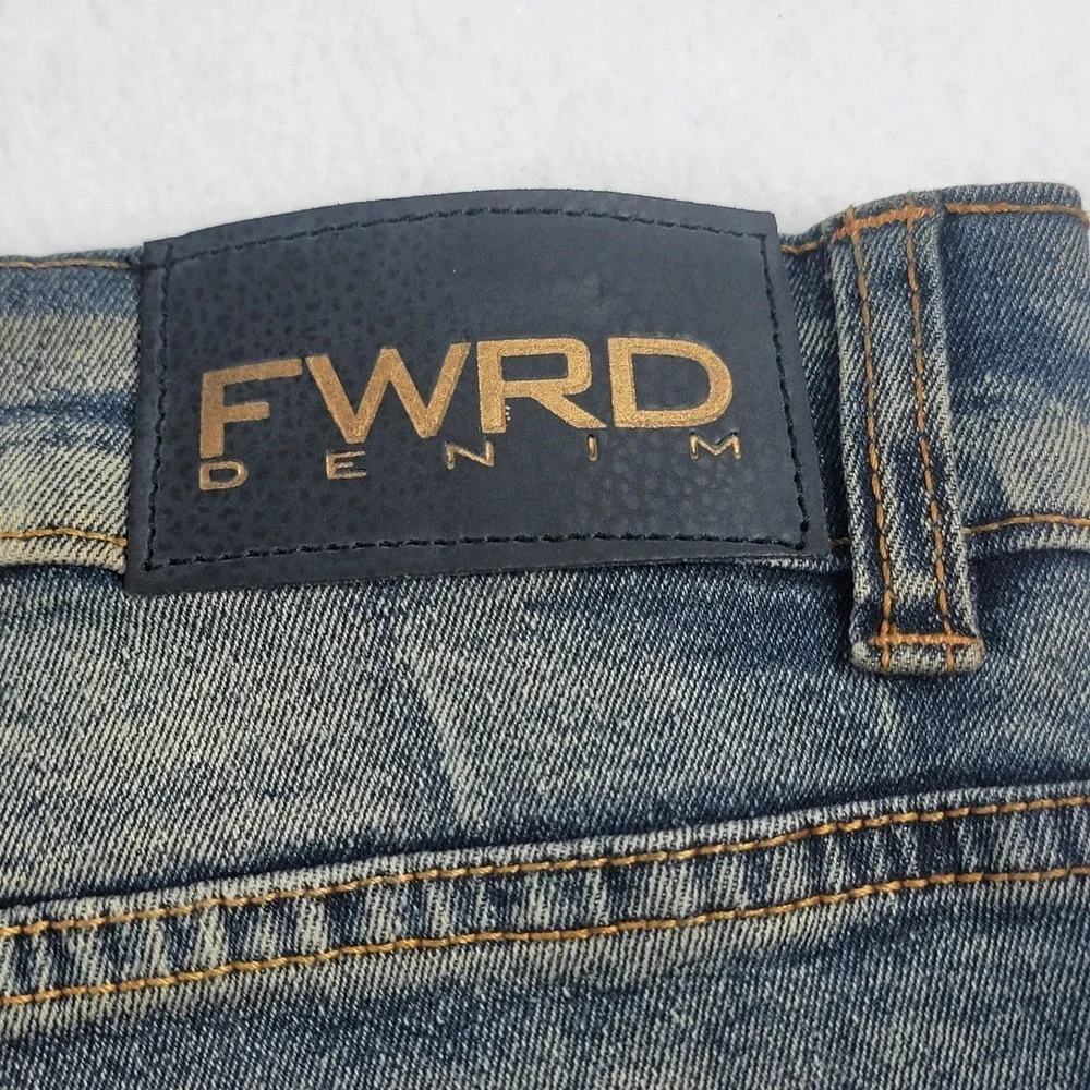 FWRD Mens Denim Jeans 40x34 Distressed Patchwork Streetwear Patches Destroyed